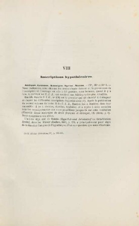 VIII. Inscriptions hypothécaires
