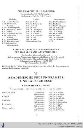 VI. Akademische Prüfungsämter- und -ausschüsse