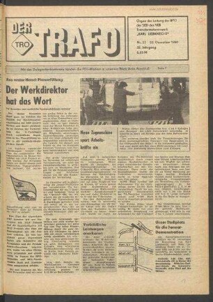 TRO-Betriebszeitung 'Der Trafo'; Nr. 23/1980 (22. Dezember 1980)