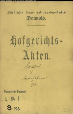 Schmidt, Johann Bernd gegen Meierjohann zu Vahlhausen (Amt Horn) - Schuldforderung