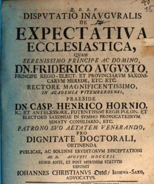 Disp. inaug. de expectativa ecclesiastica