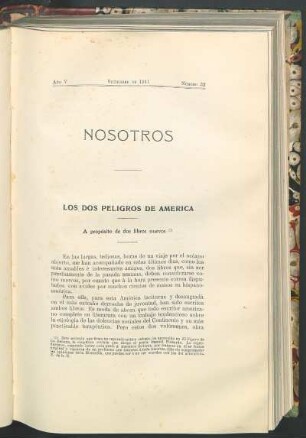 Los dos peligros de América : A propósito de dos libros nuevos