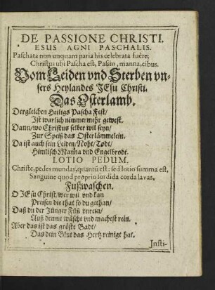 De Passione Christi. ... Vom Leiden und Sterben unsers Heylandes Jesu Christi.