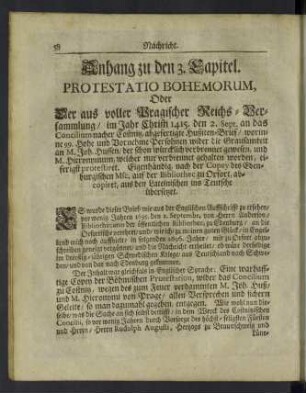 Anhang zu dem 3. Kapitel. Protestatio Bohemorum