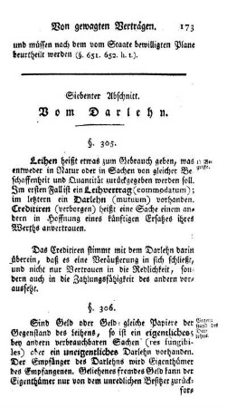 Siebenter Abschnitt. Vom Darlehn.