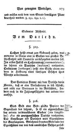 Siebenter Abschnitt. Vom Darlehn.