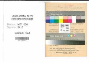 Entnazifizierung Paul Schmidt , geb. 13.02.1905 (Werkmeister)