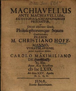 Machiavellus Ante Machiavellum, Ex Historia Lacedaemoniorum Productus ...