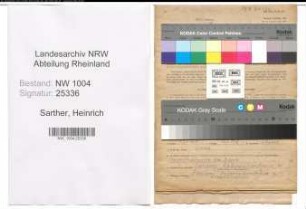 Entnazifizierung Heinrich Sarther , geb. 22.07.1904 (Betriebsassistent)
