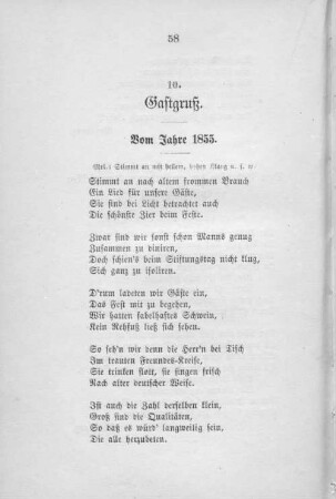 10. Gastgruß. Vom Jahre 1855.