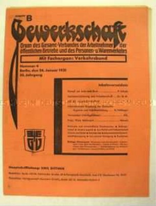 Mitteilungsblatt der Gewerkschaften des öffentlichen Dienstes "Gewerkschaft" u.a. zur Sozialversicherung
