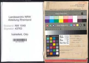 Entnazifizierung Otto Vahlefeld , geb. 24.01.1899 (Fabrikant)