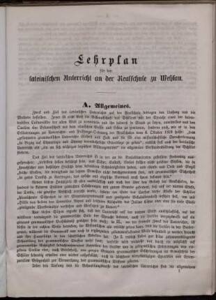 Lehrplan für den lateinischen Unterricht an der Realschule zu Wehlau