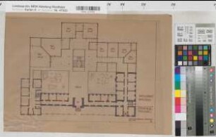 Arnsberg, Amtsgericht, Altbau, Grundriss Erdgeschoss mit Anbauentwurf