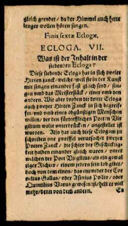 Ecloga. VII. Was ist der Inhalt in der siebenden Ecloga?
