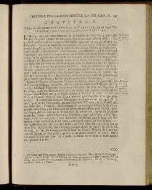 Chapitre V. Histoire des Descendans de Timur Bek ou Tamerlan,[...]