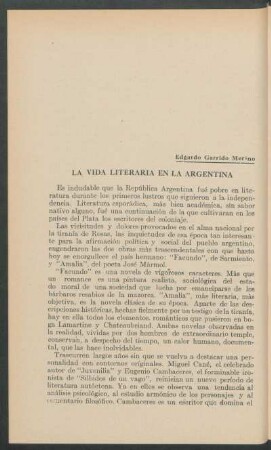 La vida literaria en Argentina