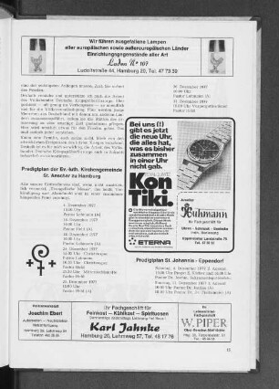 Predigtplan der Ev.-luth. Kirchengemeinde St. Anschar zu Hamburg