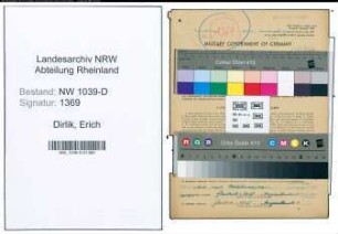 Entnazifizierung Erich Dirlik , geb. 20.04.1917 (Lehrer)
