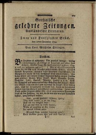 Zwey und Funfzigstes Stück, den 27ten December 1794.