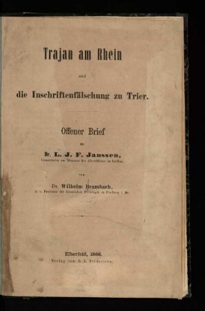 Trajan am Rhein und die Inschriftenfälschung zu Trier