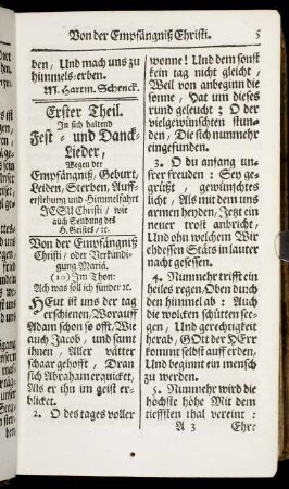 Fest- und Danck-Lieder, Wegen der Empfängniß, Geburt, Leiden, Sterben...