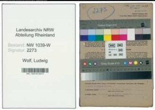 Entnazifizierung Ludwig Wolf , geb. 15.10.1885 (Versicherungsvertreter)