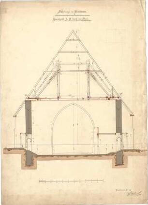 Dolmetsch, Heinrich; Blaubeuren; Ev. Stadtkirche, Restaurierung - Alter Zustand - Schiff (Querschnitt)