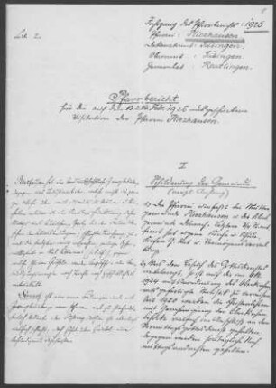 Pliezhausen-Dörnach: Pfarrbericht 1926