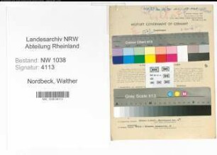 Entnazifizierung Walther Nordbeck , geb. 24.09.1897 (Referent)