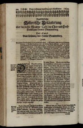 Das I. Capitel. Vom Ursprung des Hauses Brandenburg.