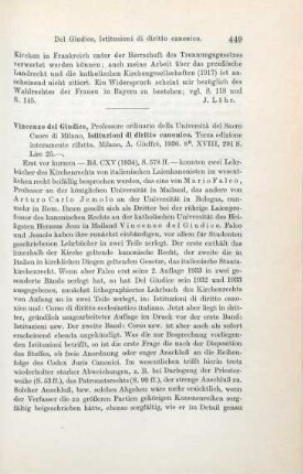 449-450 [Rezension] Del Giudice, Vincenzo, Istituzioni di diritto canonico
