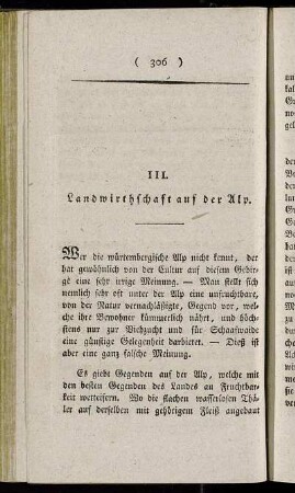 III. Landwirthschaft auf der Alp