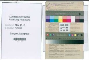Entnazifizierung Margrete Langen , geb. 24.05.1907 (Lehrerin)