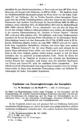 Ergebnisse von Dauerregistrierungen der Ionosphäre