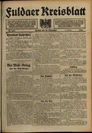 Ausgabe vom Freitag, den 20. November 1914.