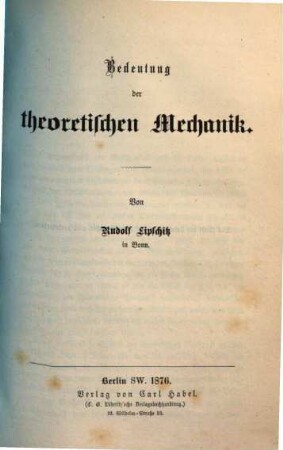 Bedeutung der theoretischen Mechanik