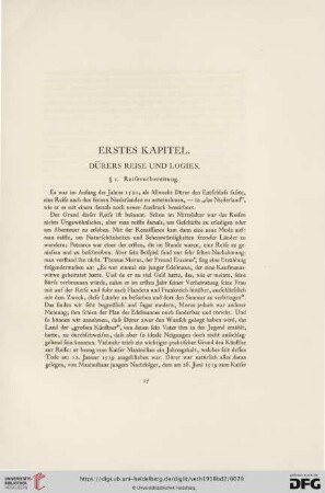 Erstes Kapitel: Dürers Reise und Logies