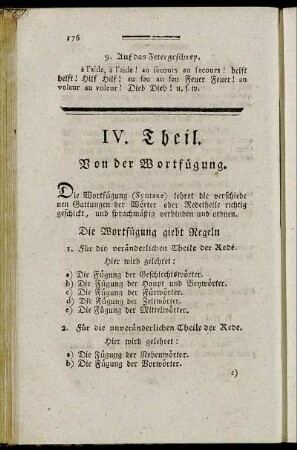 IV. Theil. Von der Wortfügung.