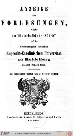 Wintersemester 1856/1857