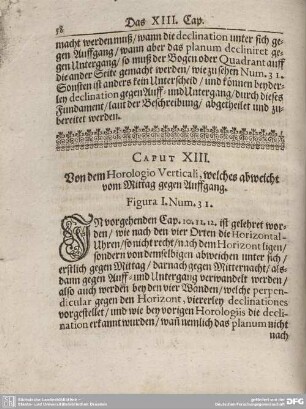 CAPUT XIII. Von dem Horologio Verticali, welches abweicht vom Mittag gegen Auffgang.