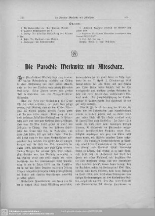 Die Parochie Merkwitz mit Altoschatz
