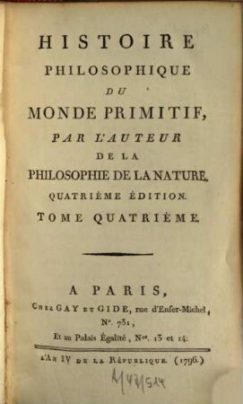 Histoire Philosophique Du Monde Primitif, 4