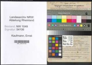 Entnazifizierung Ernst Kaufmann , geb. 15.04.1901 (Verwaltungsangestellter)