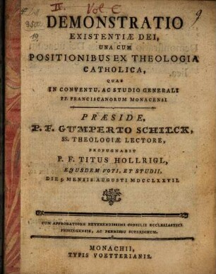 Demonstratio Existentiae Dei : Una Cum Positionibus Ex Theologia Catholica