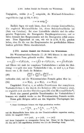 § 202. Andere Gestalt der Formeln von Weierstrass.