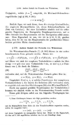 § 202. Andere Gestalt der Formeln von Weierstrass.