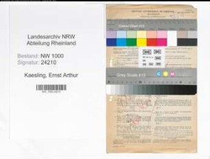 Entnazifizierung Ernst Arthur Kaesling, geb. 26.02.1899 (Artist)