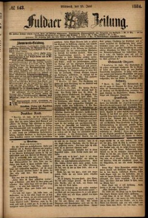 Ausgabe vom Mittwoch, den 25. Juni 1884.