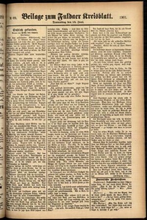Zweite Ausgabe vom Donnerstag, den 13. Juni 1901.